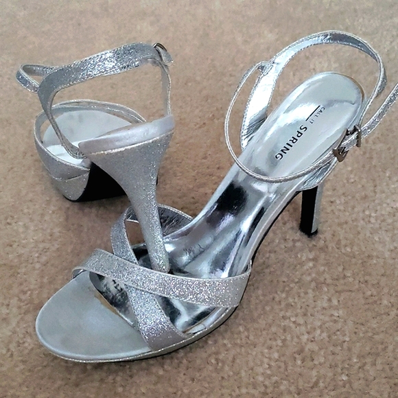 Call It Spring "Lupien" Silver Sparkle Heels - Picture 7 of 9
